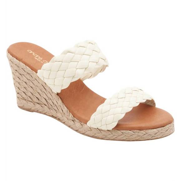 ANDRE ASSOUS Womens Ivory Cushioned Adjustable Strap Klarita Round Toe Wedge Buckle Leather Espadrille Shoes